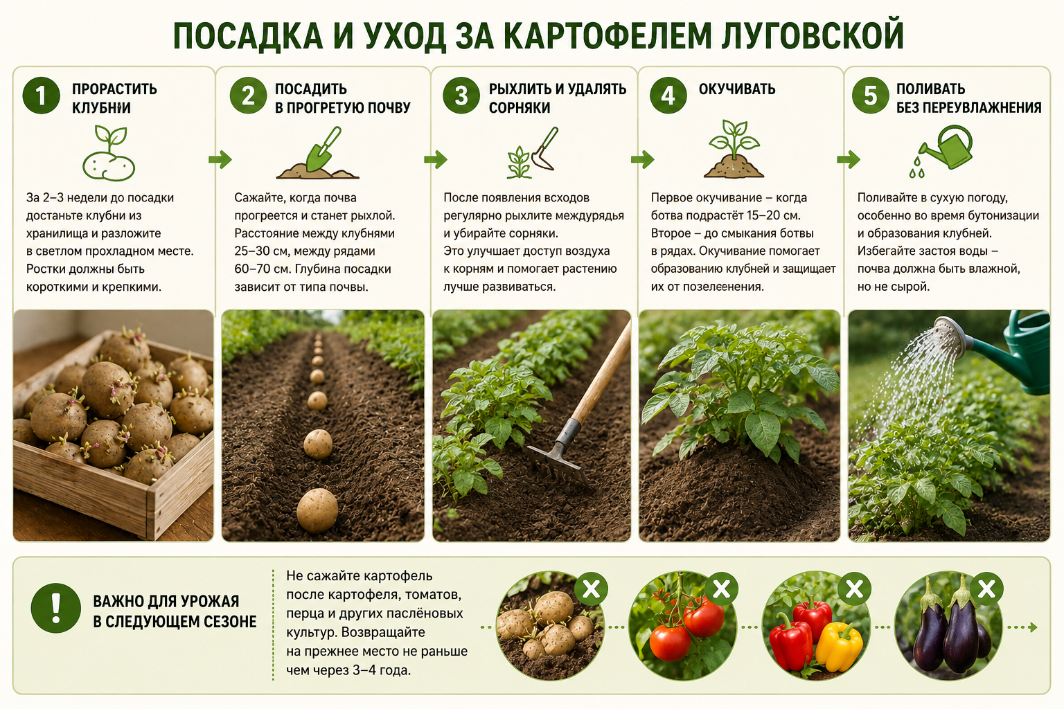 Схема посадки и ухода за картофелем Луговской
