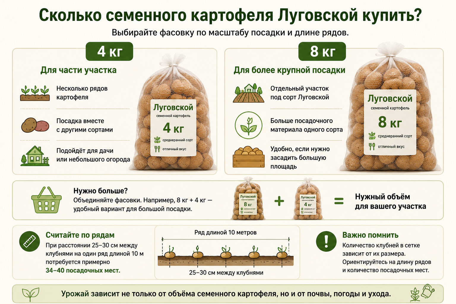 Какую фасовку картофеля Луговской выбрать 4 или 8 кг