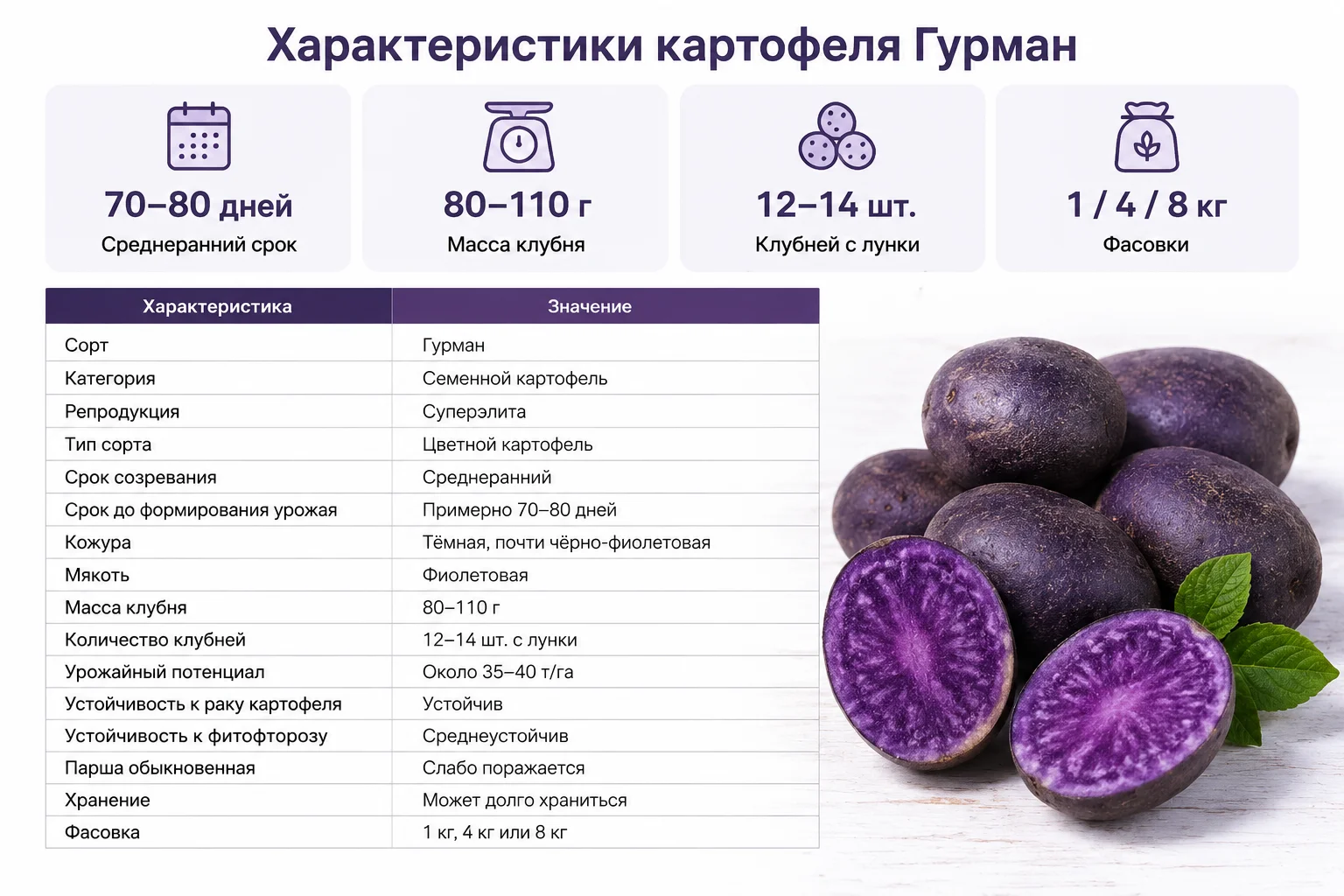 Характеристики картофеля Гурман суперэлита