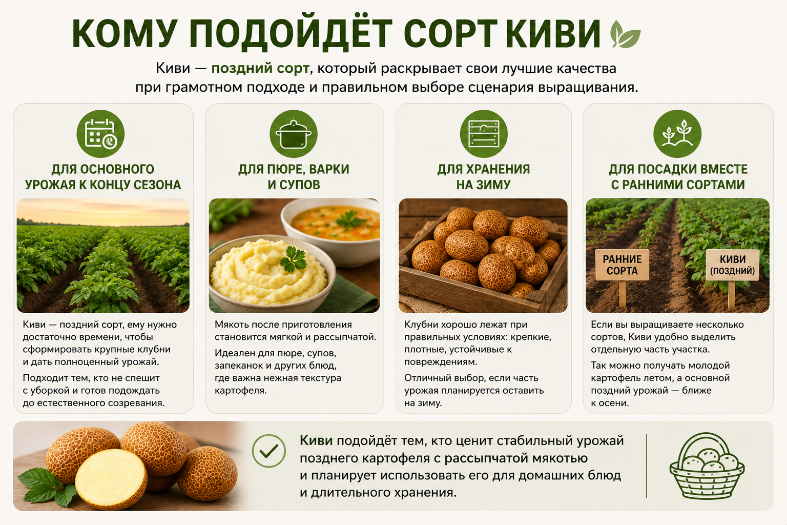 Кому подойдёт сорт картофеля Киви