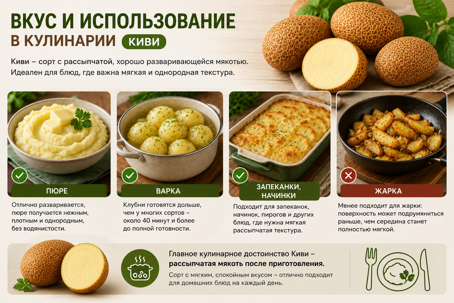 Картофель Киви для пюре, варки и других домашних блюд