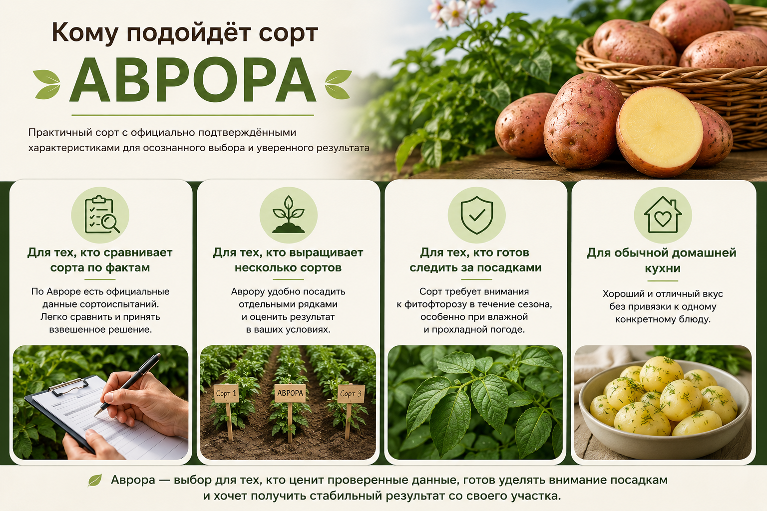 Кому подойдёт сорт картофеля Аврора