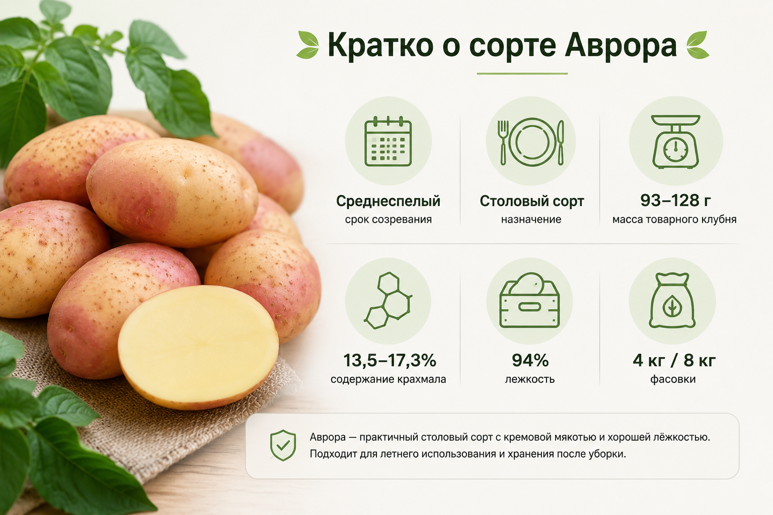 Кратко о сорте картофеля Аврора элита