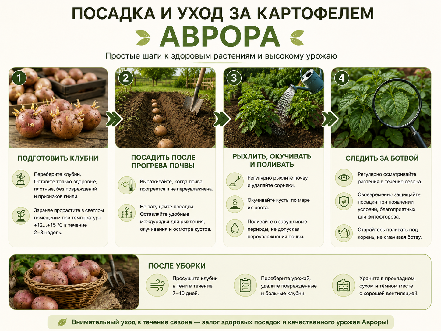 Схема посадки и ухода за картофелем Аврора