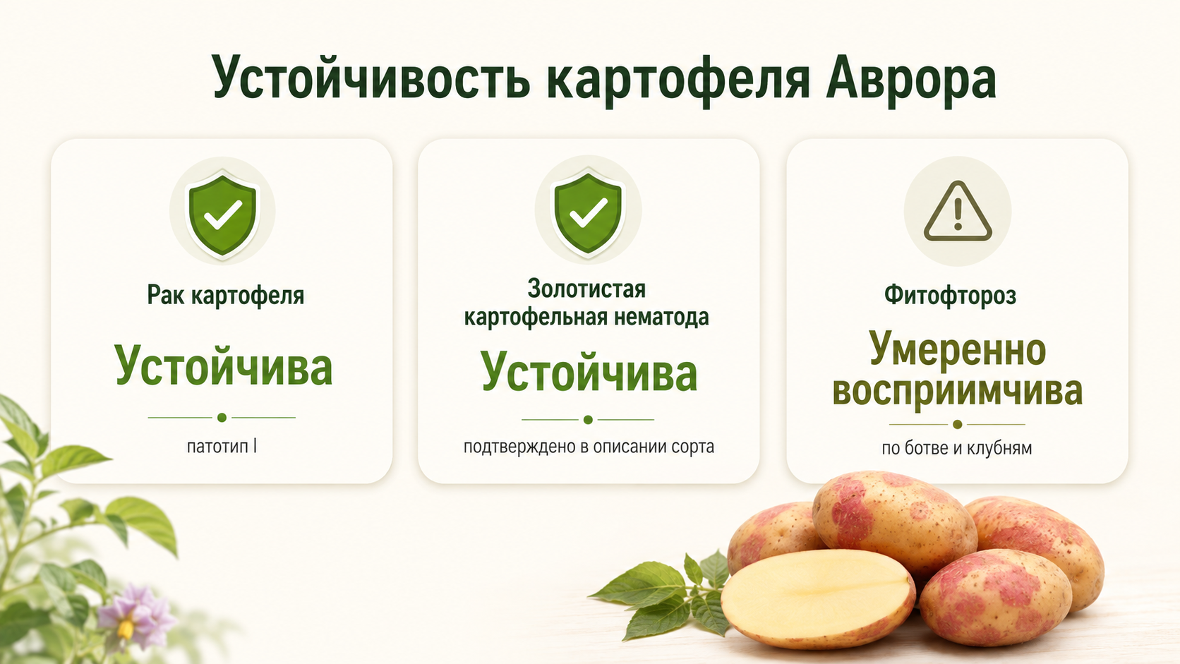 Устойчивость картофеля Аврора к болезням и фитофторозу