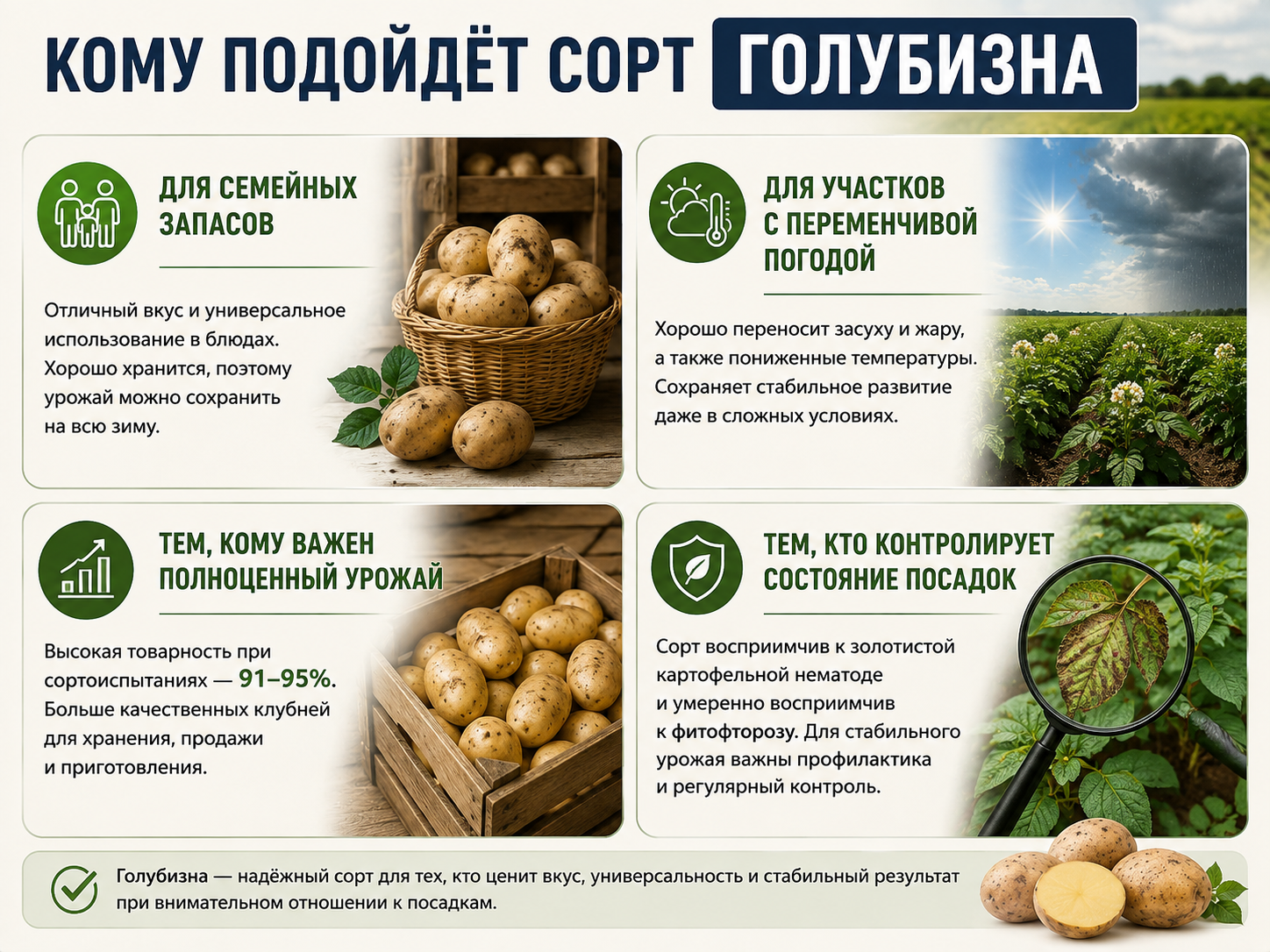 Кому подойдёт сорт картофеля Голубизна