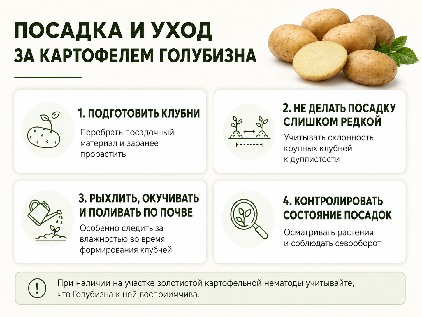 Схема посадки и ухода за картофелем Голубизна