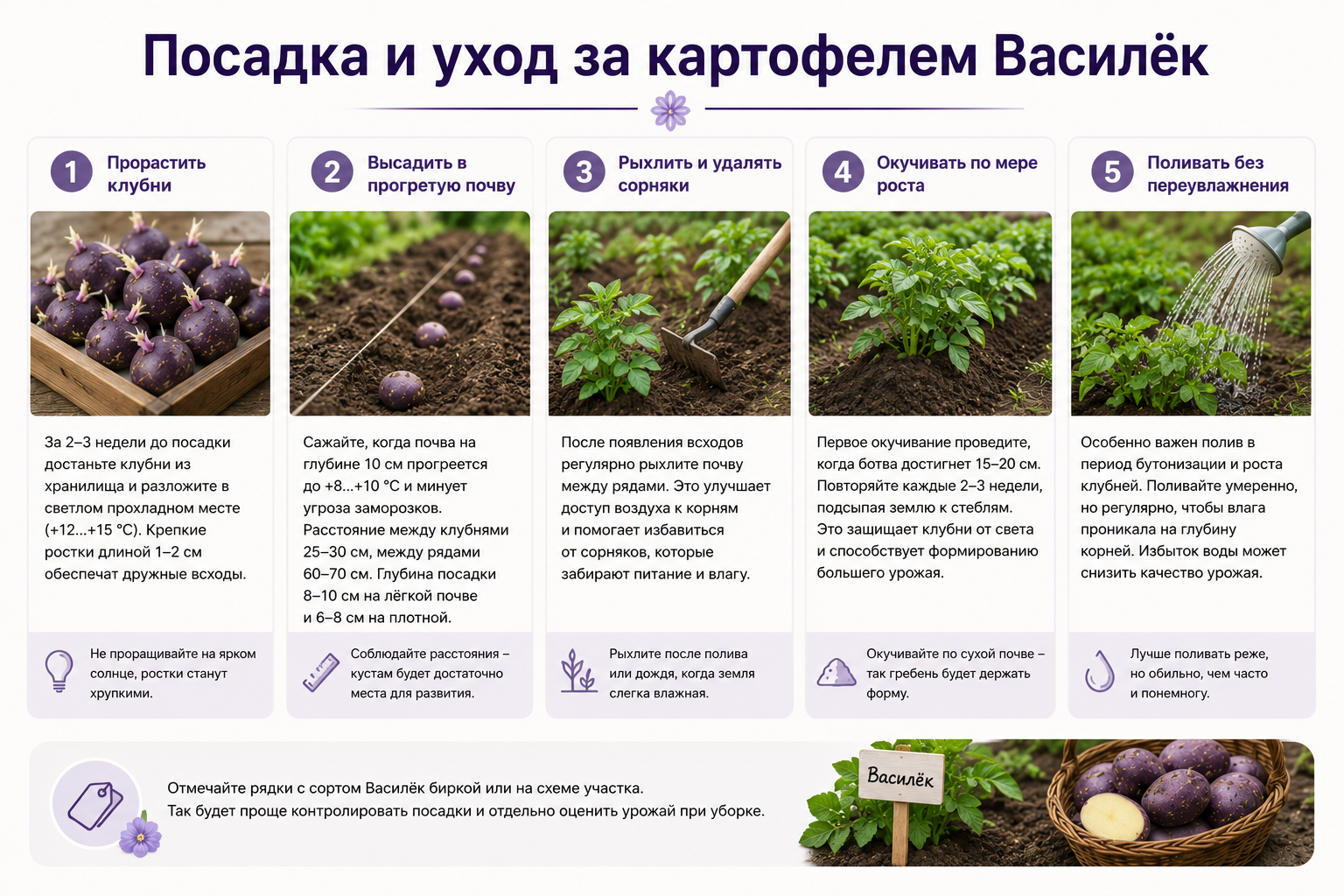 Посадка и уход за картофелем Василёк