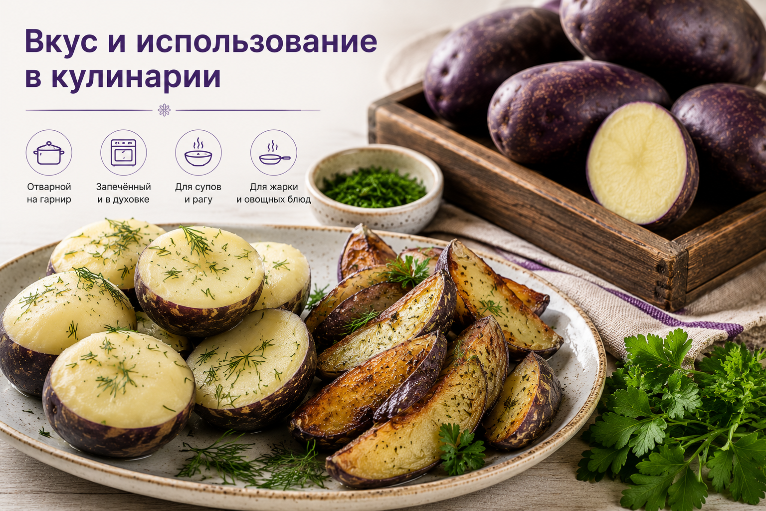Вкус и использование в кулинарии картофеля Василёк